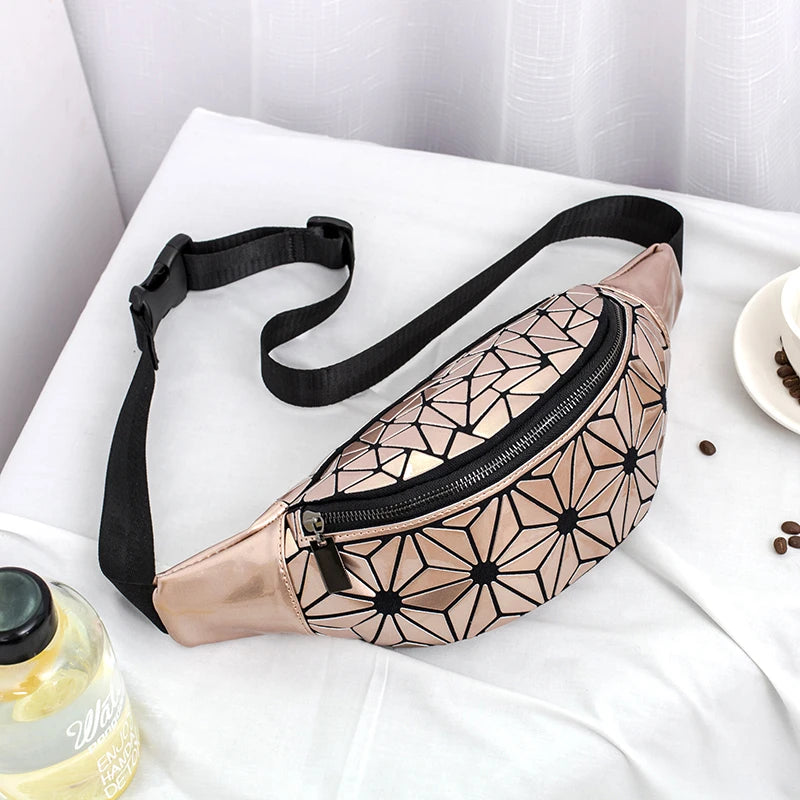 Geometric Waist Bag for Women Girls Fanny Packs Hip Belt Bags Money Travelling