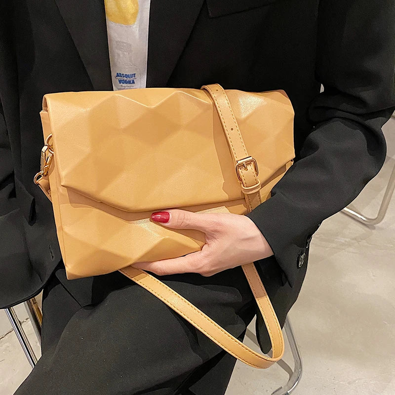 Geometry Envelope PU Leather Crossbody Shoulder Bag for Women