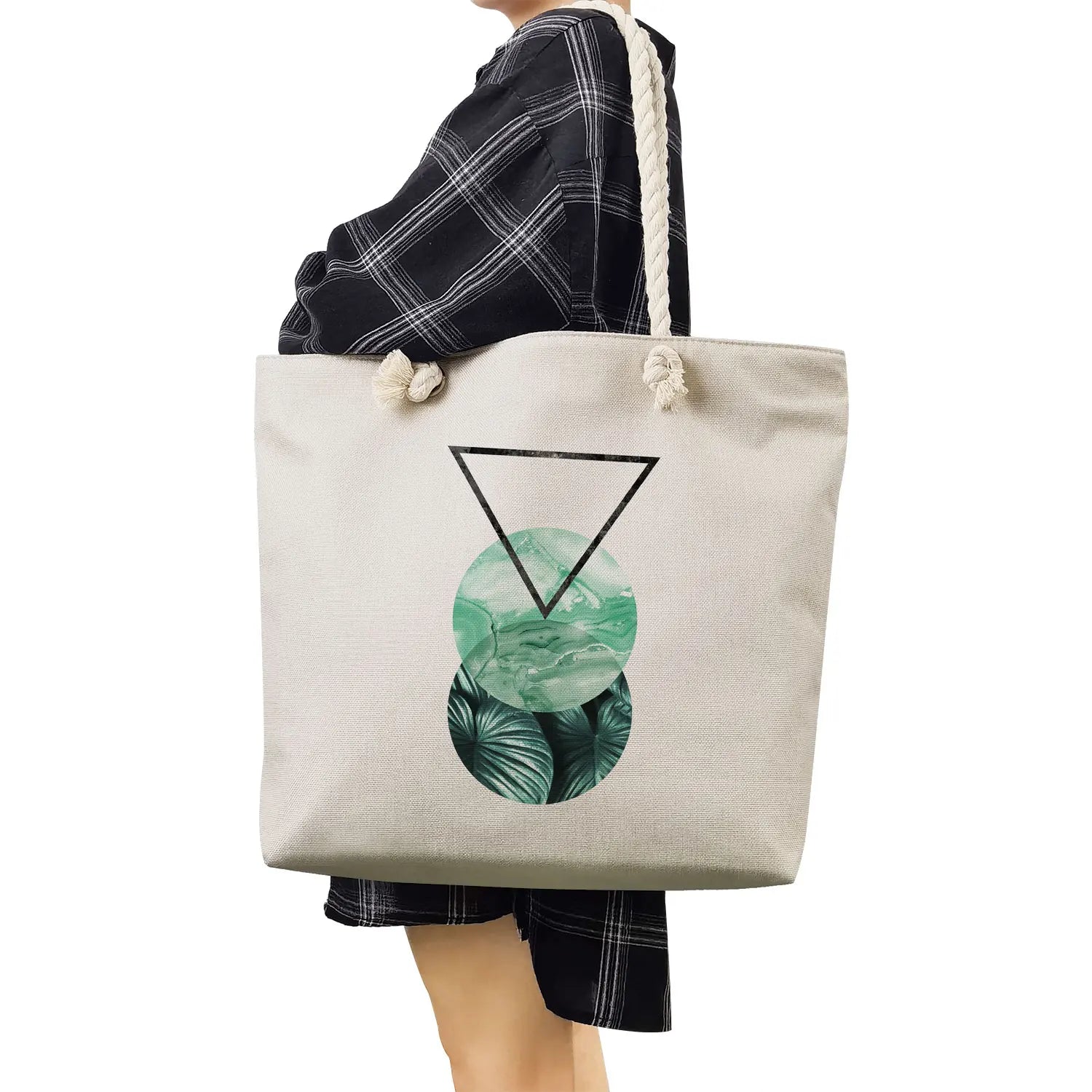 Geometry Print Women Lady Handbags High Folding Reusable Shopper Bags