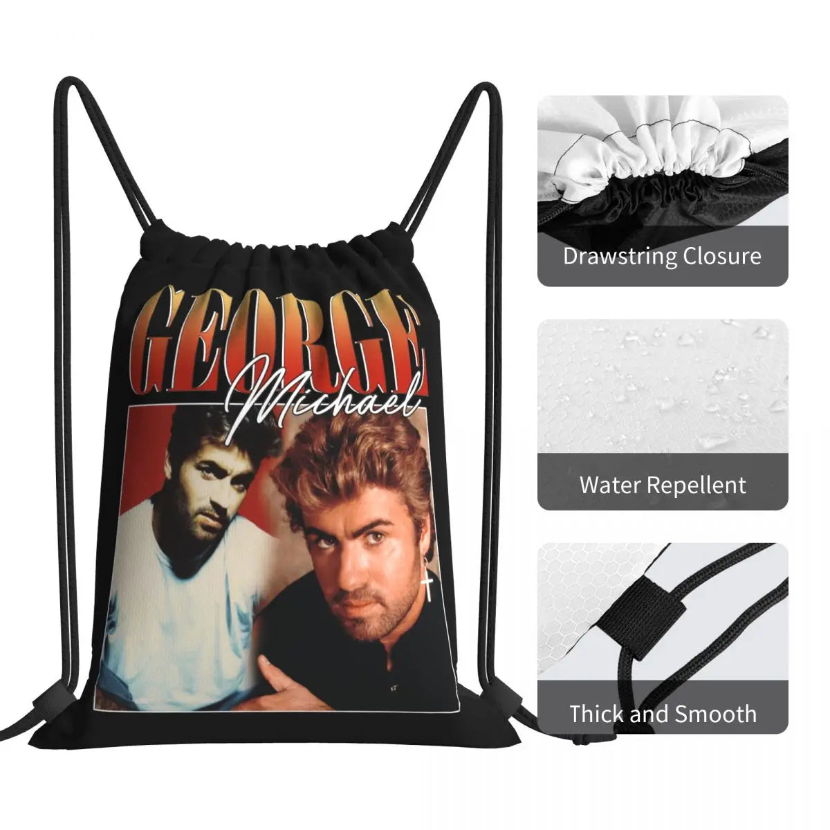 George Michael 90S Drawstring Bags Gym Bag Vintage Shoe Bag