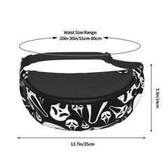 Ghost Face Print Waist Bag Scary Halloween Fisherman Work Waist Pack