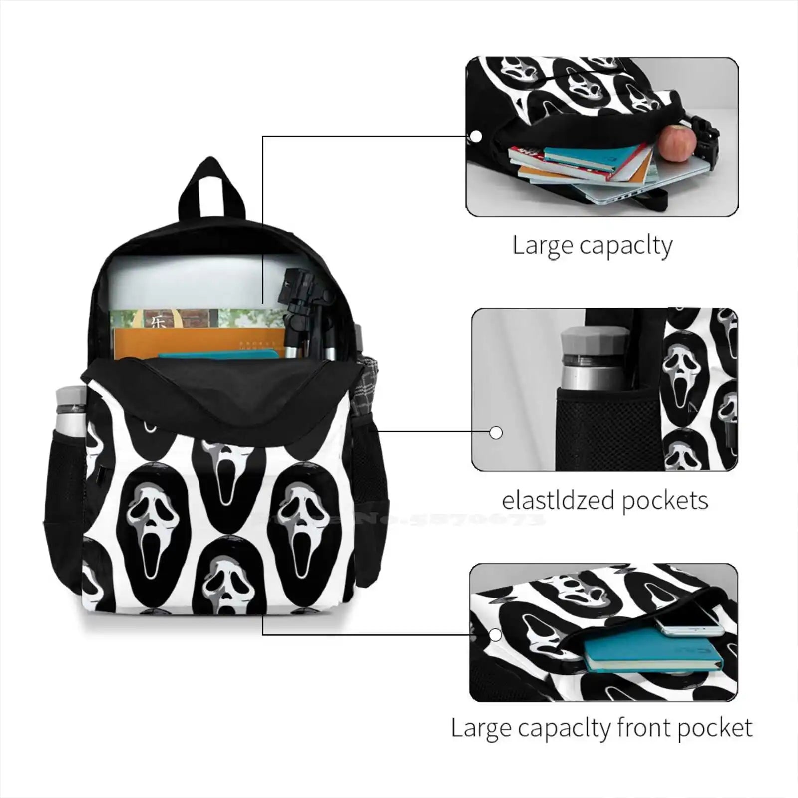 Ghost Face Women Men Teens Laptop School Bag