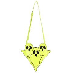 Ghost Pattern Handbag And Purse Girl Pu Leather Crossbody Bag Yellow