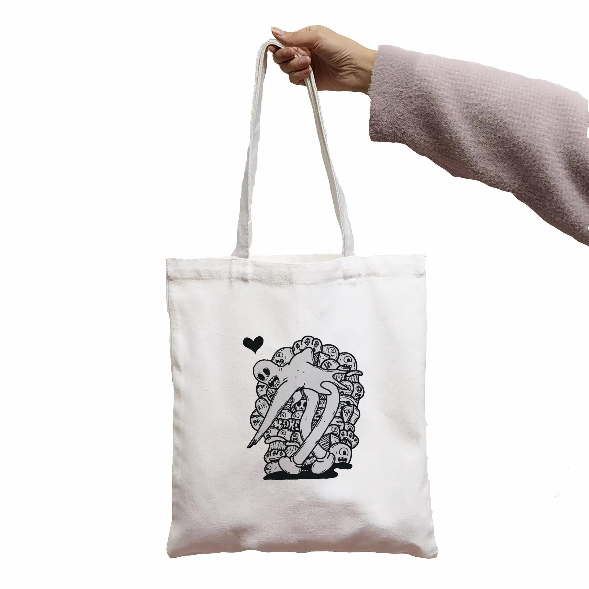 Ghostemane Women Harajuku Canvas Bag Horror Cartoon Shopper Shoulder Bag