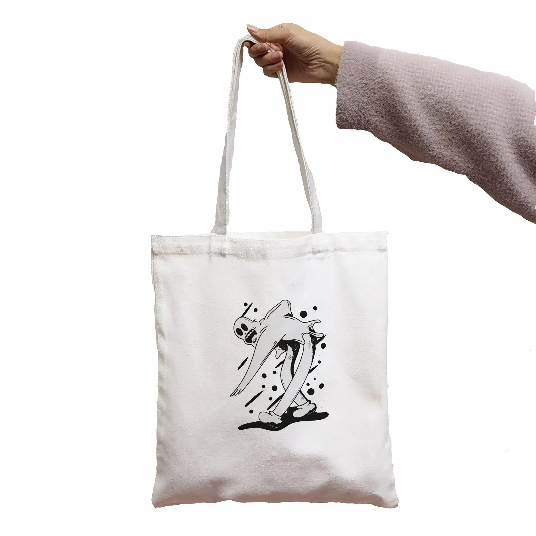 Ghostemane Women Harajuku Canvas Bag Horror Cartoon Shopper Shoulder Bag