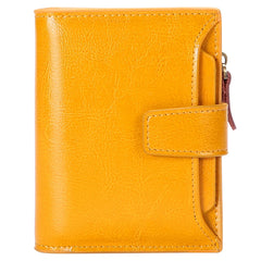 Women Wallet Bifold Compartment Solid Purse Buckle Zip Pocket