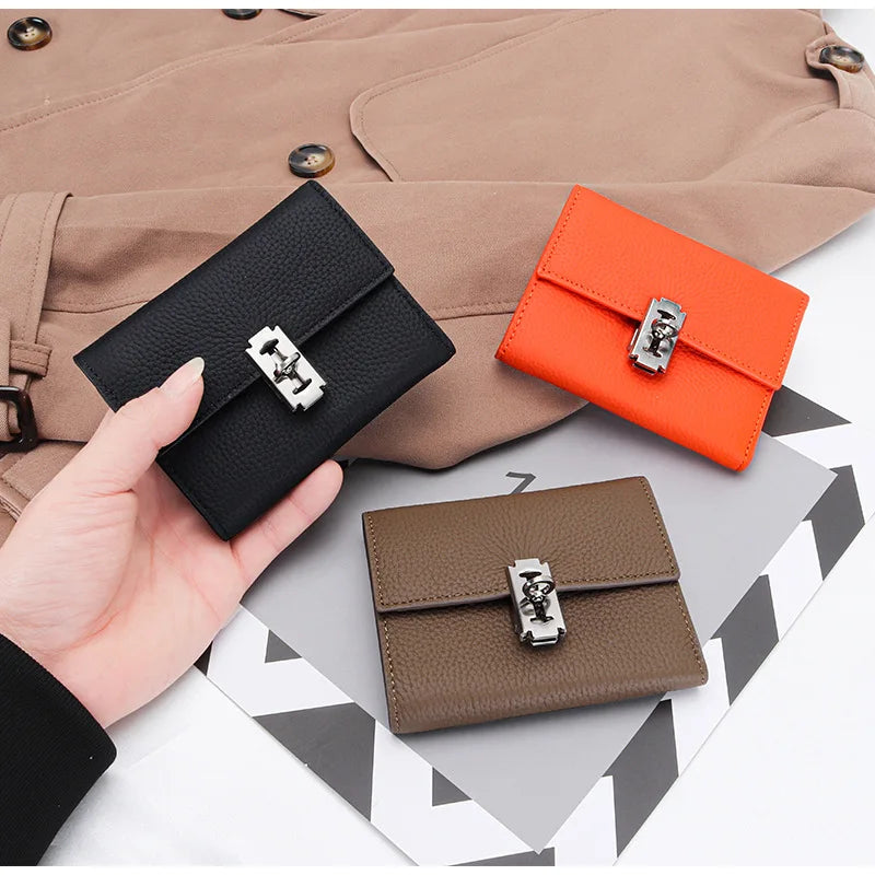 Women's Leather Short Purse Multi-card Money Clip