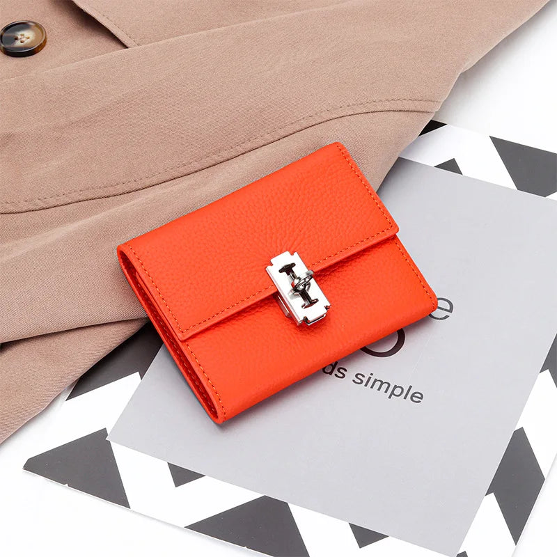 Women's Leather Short Purse Multi-card Money Clip