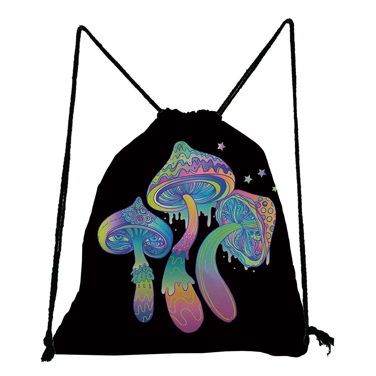 Colorful Mushroom Print Drawstring Backpack for Students