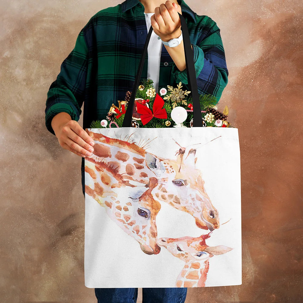 Giraffe Women Canvas Tote Shoulder Bag Harajuku Shopping Handbag