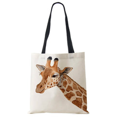 Giraffe Women Canvas Tote Shoulder Bag Harajuku Shopping Handbag