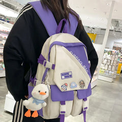 Girl Badge Travel Book Laptop Backpack Women School Bag Ladies Nylon Leisure
