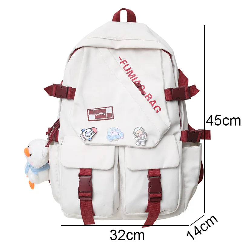 Girl Badge Travel Book Laptop Backpack Women School Bag Ladies Nylon Leisure