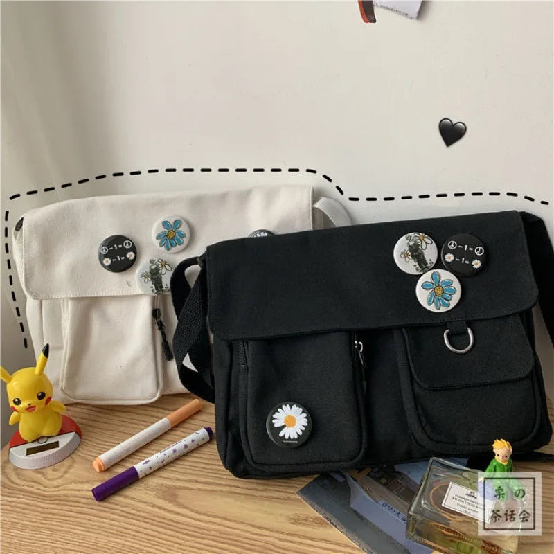 Canvas Messenger Bags Large Capacity Schoolbag