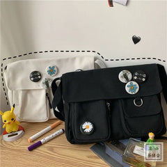 Canvas Messenger Bags Large Capacity Schoolbag