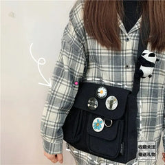 Canvas Messenger Bags Large Capacity Schoolbag