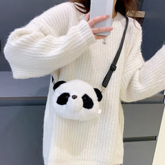 Girl Panda Shape Plush Shoulder Bag Women's Shopper Handbag