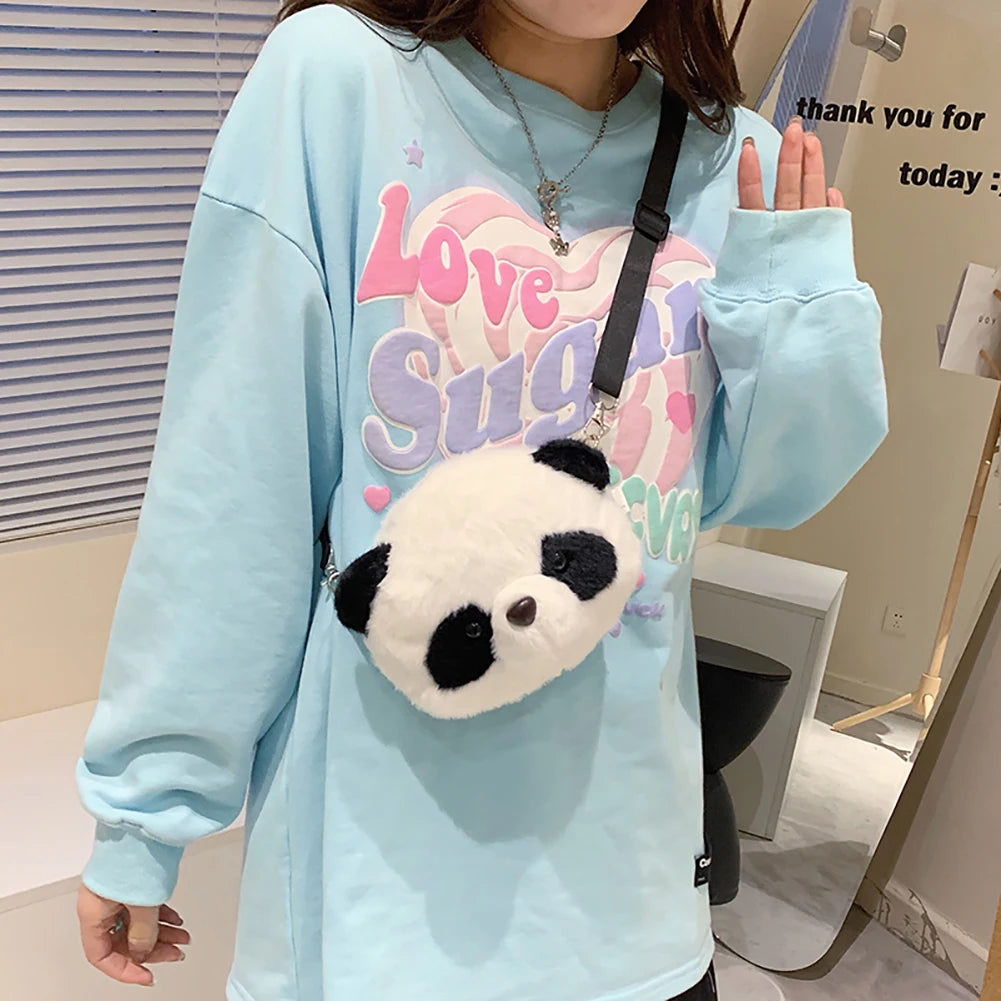 Girl Panda Shape Plush Shoulder Bag Women's Shopper Handbag