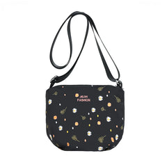 Flower Print Small Shoulder Bag Lightweight Nylon Crossbody Purse