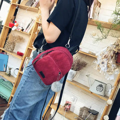 Girl Mini Backpack Women Pompom Ball Corduroy Small Backpack