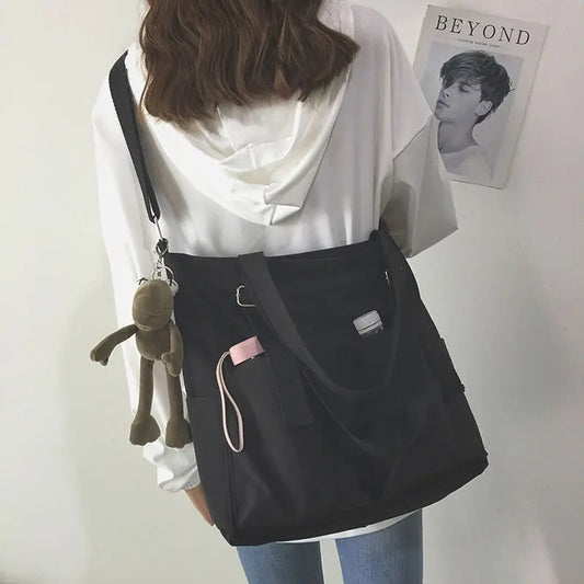 One-shoulder Bucket Bag Large-capacity Canvas Hip-hop Style Messenger Bag