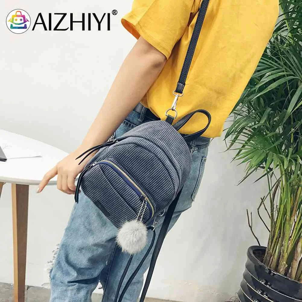 Girl Small Mini Backpack Women Fur Ball Winter Velvet School Opens Shoulder Bag