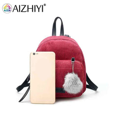 Girl Small Mini Backpack Women Fur Ball Winter Velvet School Opens Shoulder Bag