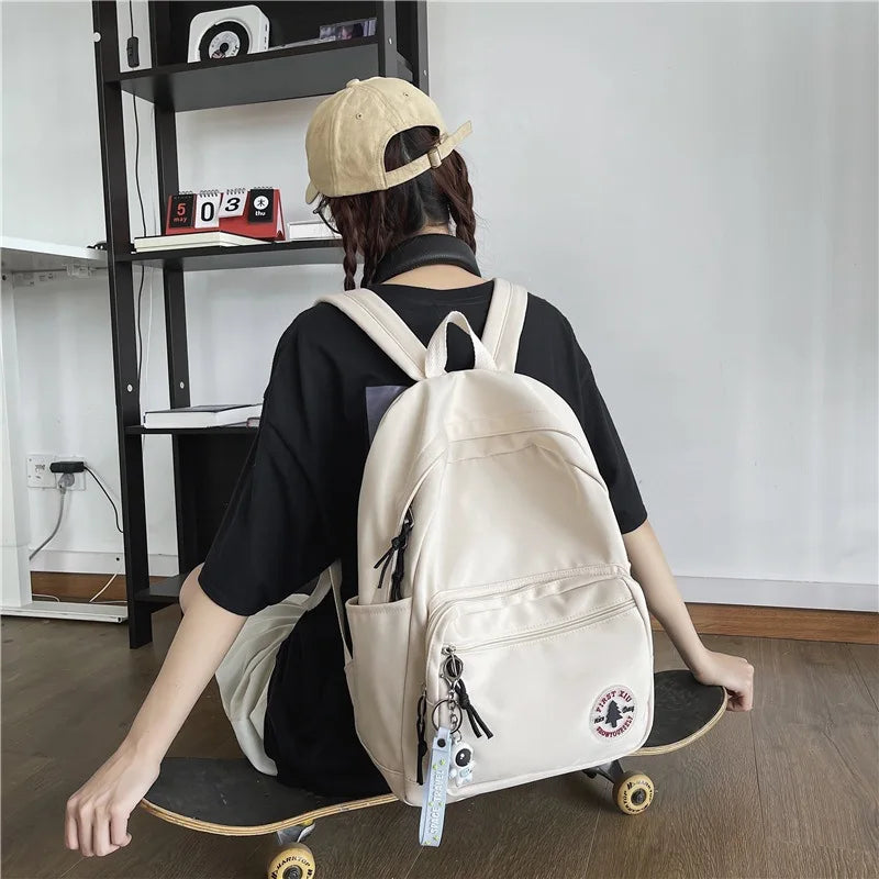 Girl Solid School Bag College Student Women Backpack Travel