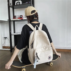 Girl Solid School Bag College Student Women Backpack Travel
