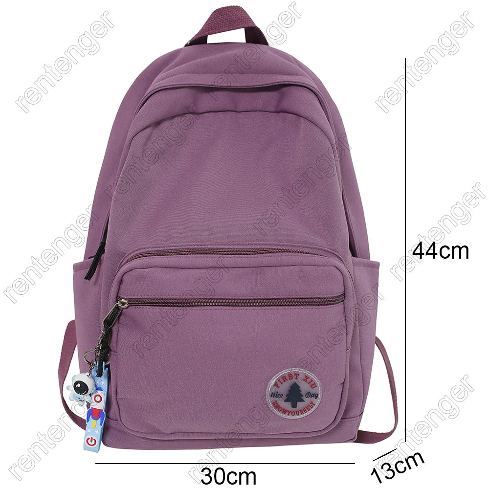Green Female Backpack College Student Laptop Bag