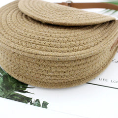 Compact Casual Shoulder Straw Bag Woven Handbag