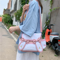 Girl Canvas Schoolbag Shoulder Messenger Square Bag