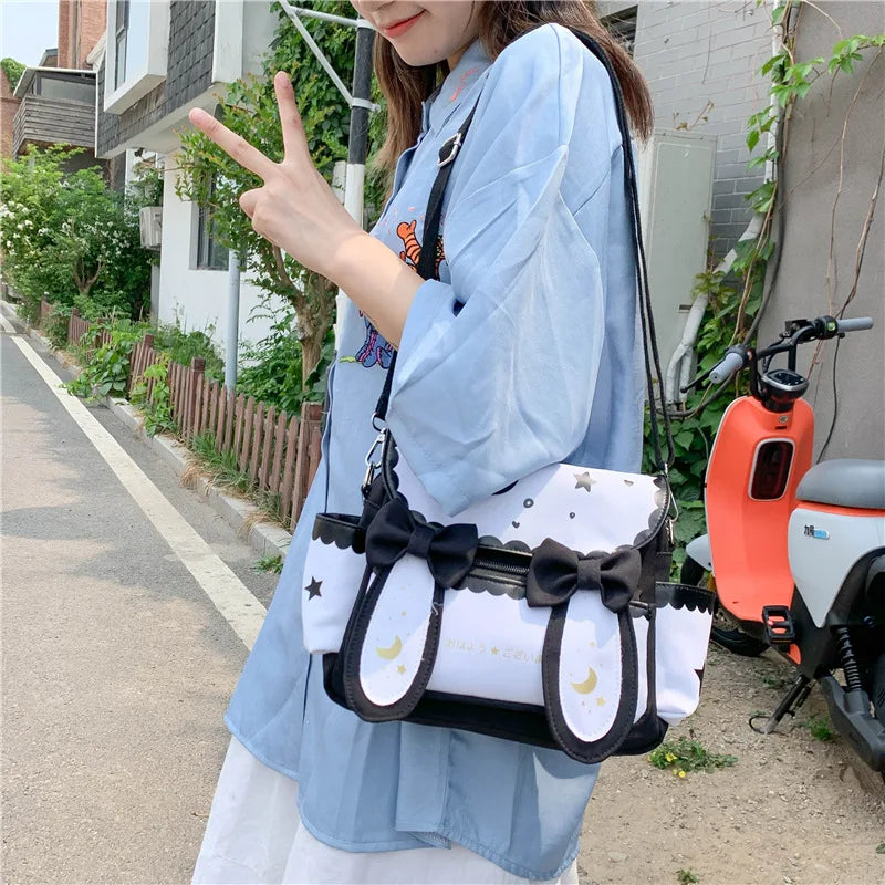 Girl Canvas Schoolbag Shoulder Messenger Square Bag