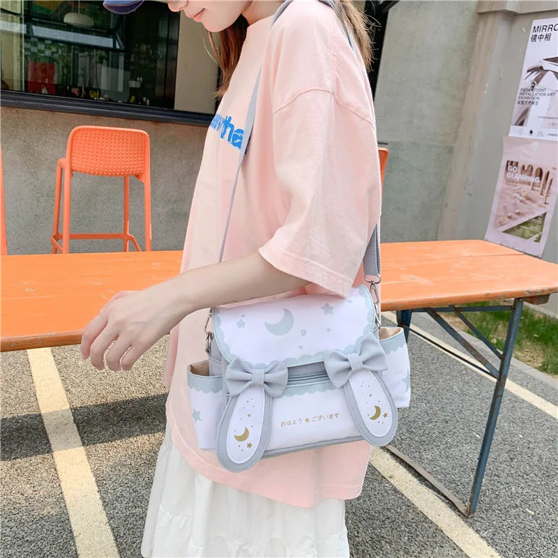 Girl Canvas Schoolbag Shoulder Messenger Square Bag