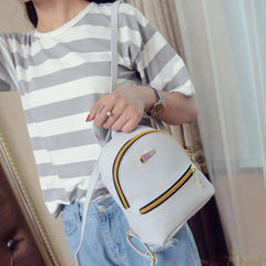 Waterproof Faux Leather Girls Backpack Solid Adjustable Shoulder Straps