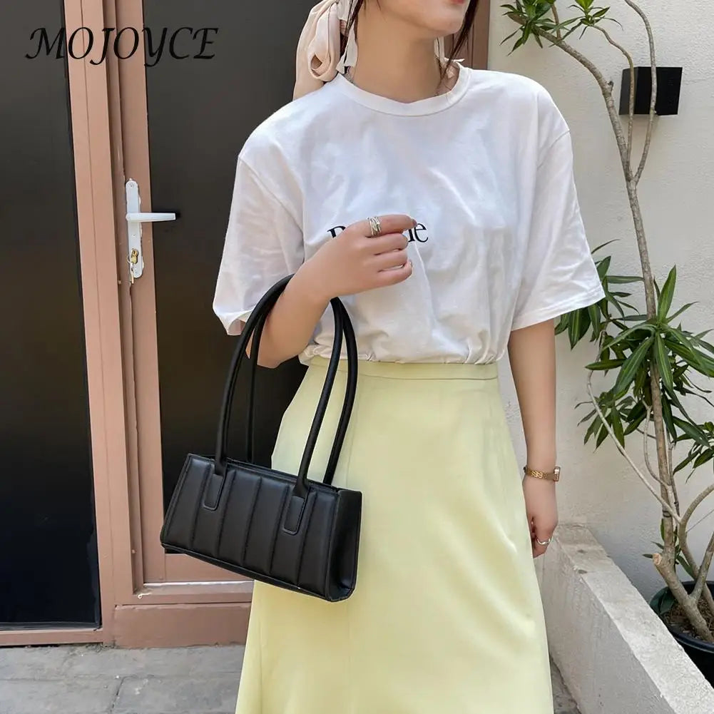 Women's Casual Messenger Bags Stripes Embossing PU Shoulder Bag