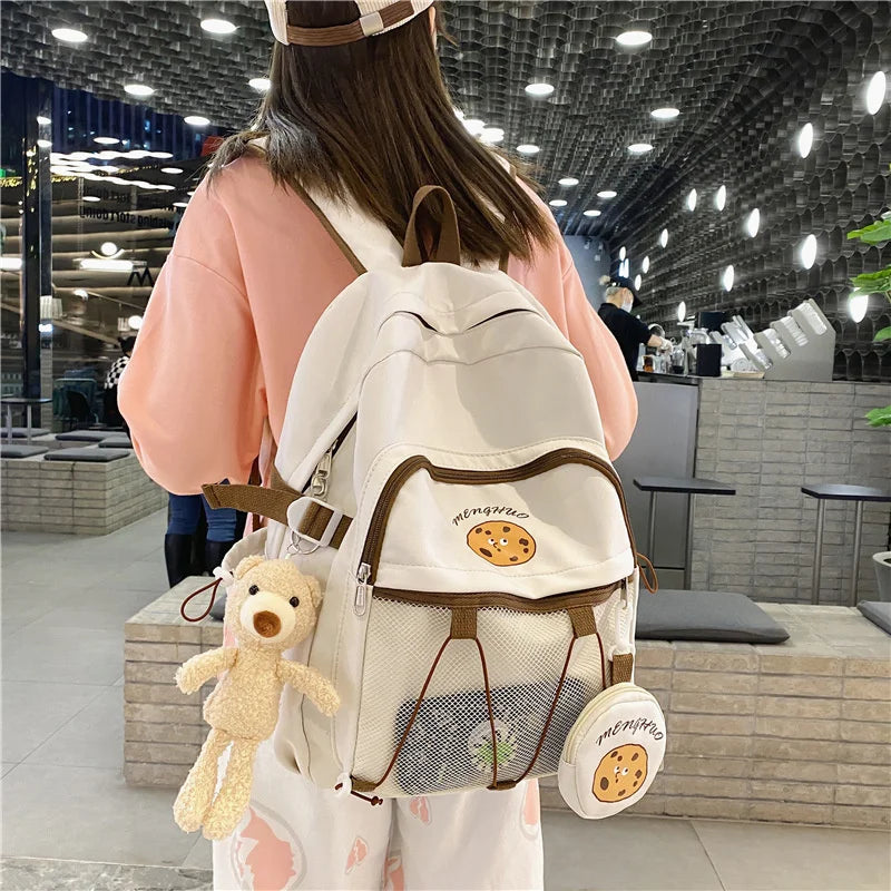 Girls Cartoon Schoolbag Women's Backpack Waterproof School Bag Preppy Style Bag