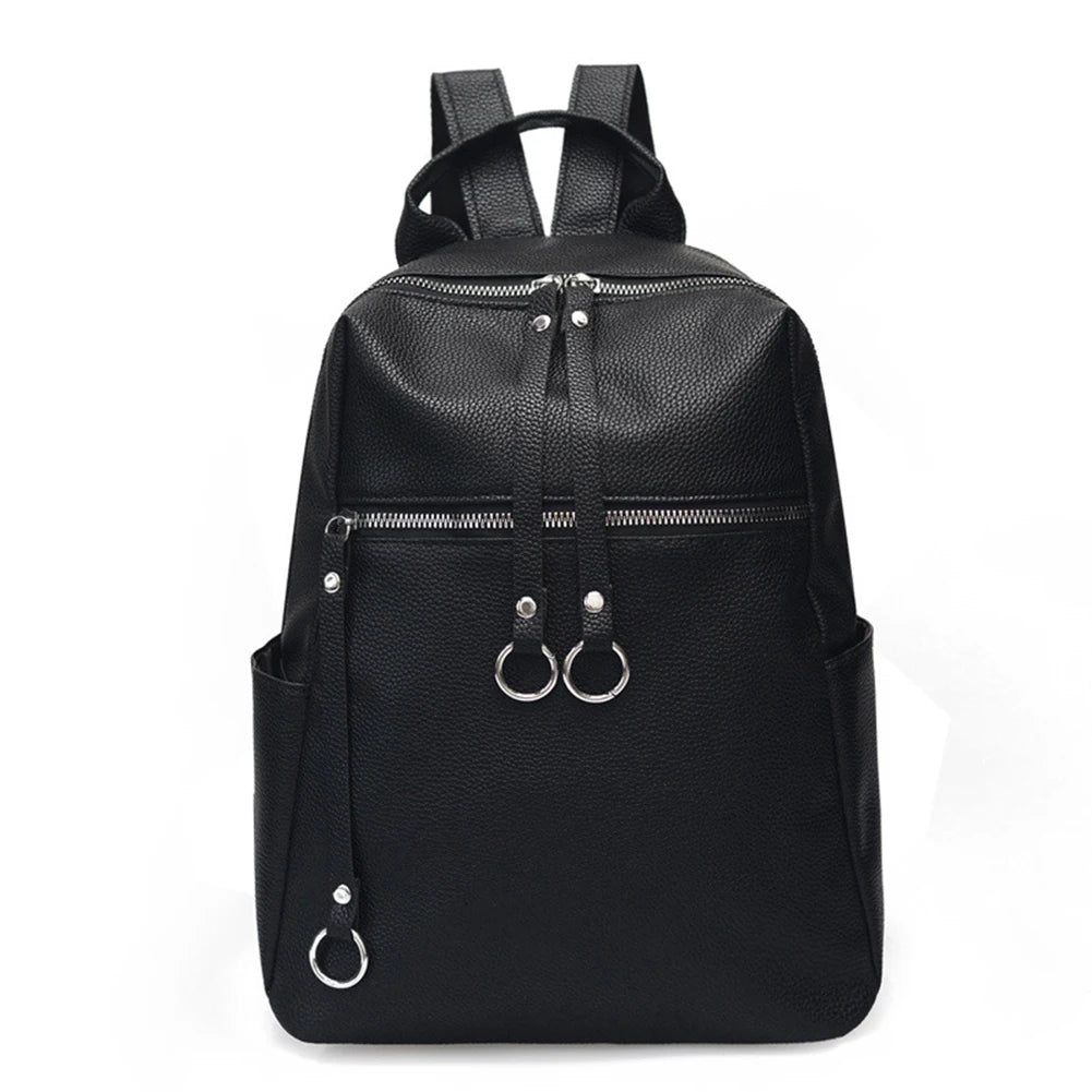 Girls School Shoulder Bag Soft Student Backpack Solid Large Capacity
