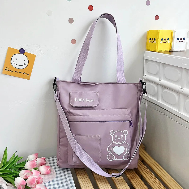 Nylon College Student Handbag Large Capacity Shoulder Messenger Bag