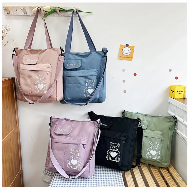 Nylon College Student Handbag Large Capacity Shoulder Messenger Bag