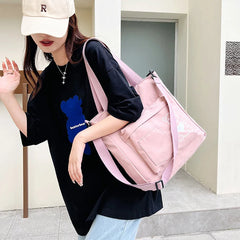 Nylon College Student Handbag Large Capacity Shoulder Messenger Bag