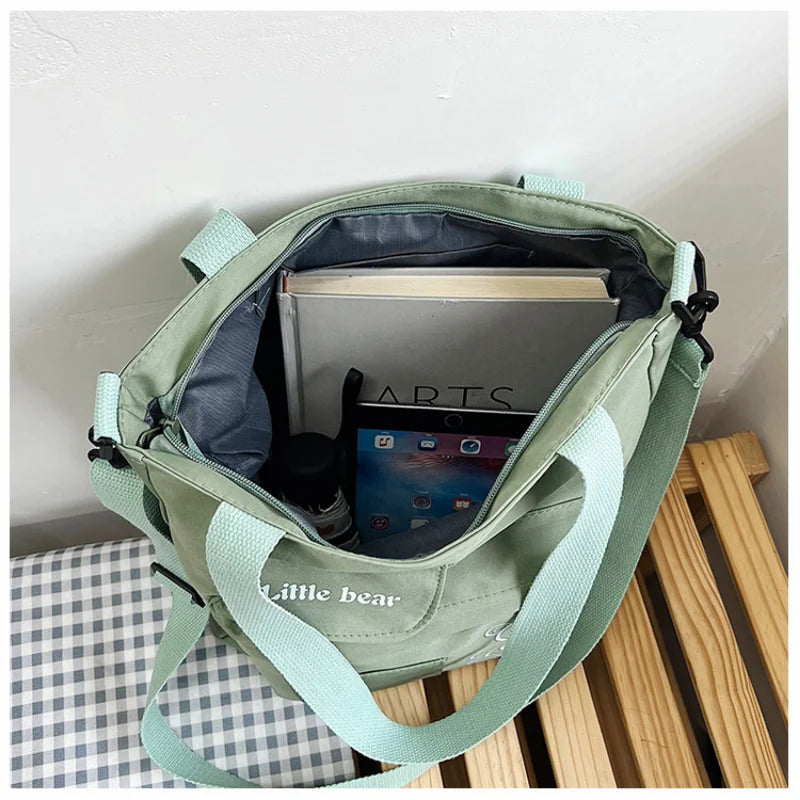 Nylon College Student Handbag Large Capacity Shoulder Messenger Bag