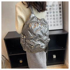 Women's Nylon Space Down Shoulders Bag Quilted School Backpack