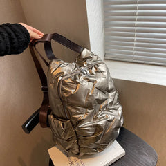 Women's Nylon Space Down Shoulders Bag Quilted School Backpack