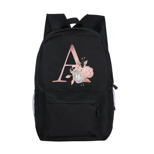 Child Pink Letter Print Backpack Kindergarten Schoolbag