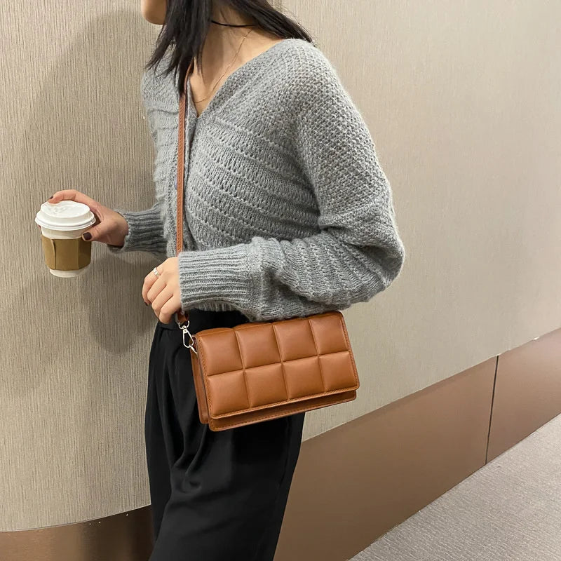 Girls' Small Square Bag One Shoulder Youth PU Leather Messenger Bag