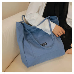 Girls Canvas Shoulder Bag Large Capacity Solid Travel Bag For Women