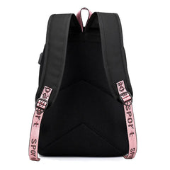 Girls USB Oxford Backpack Student School Bag