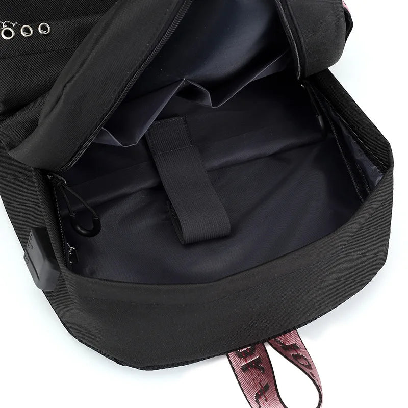 Girls USB Oxford Backpack Student School Bag