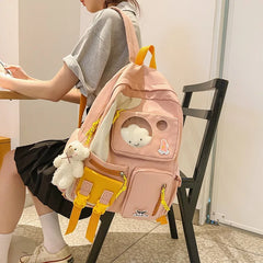 Pink School Backpack for Girls Women Shoulder Bags Travel Backpack